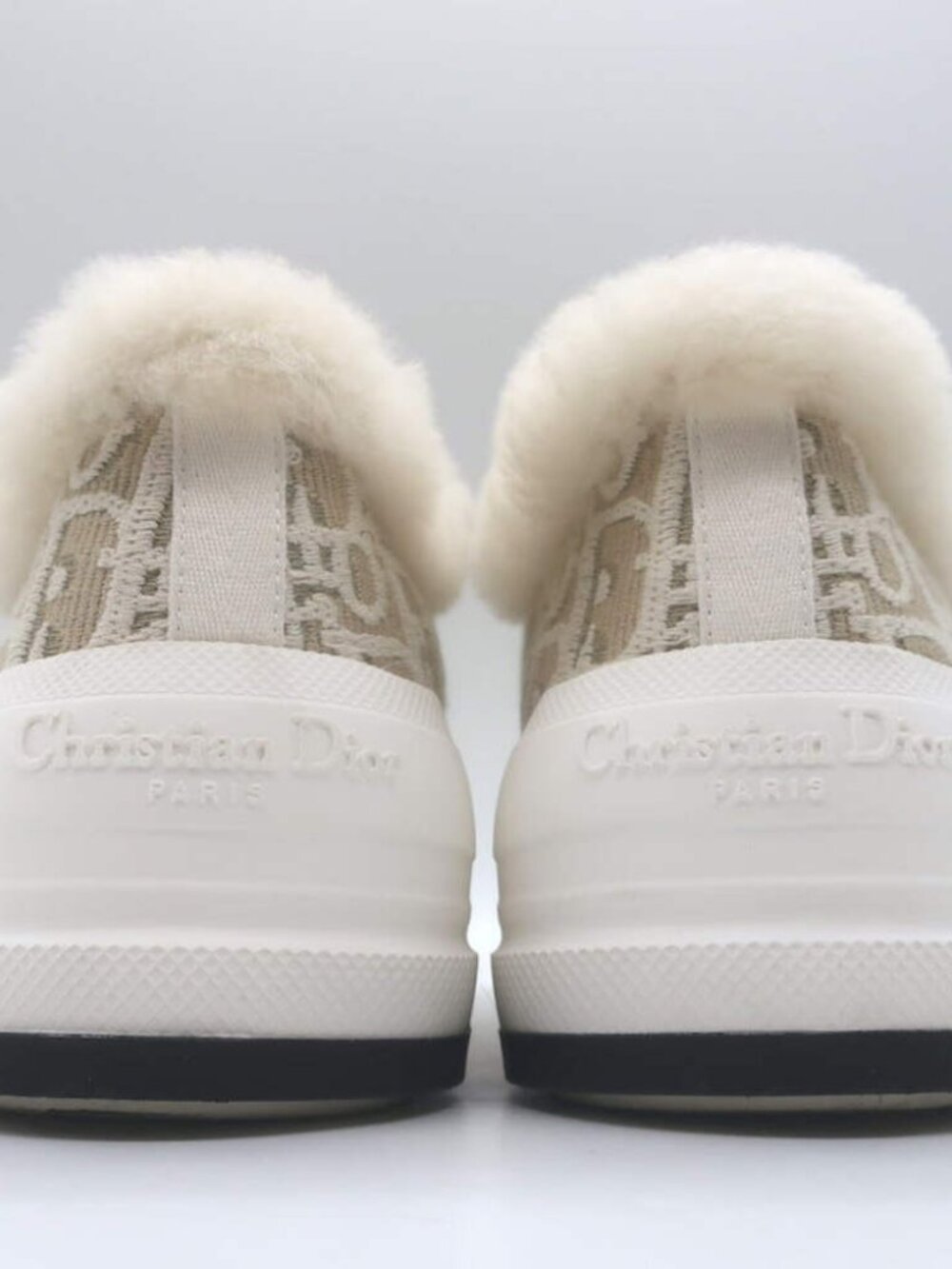 Christian Dior Walk'n'Dior Shearling Platform Sneakers Taupe Oblique Size 38 - Picture 8 of 13